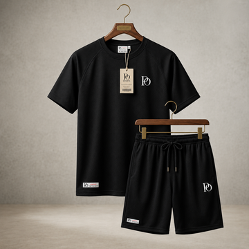 Prime Outfitter Premium BLACK Dry-Fit Nikar Shirt Set – Breathable Sports & Casual Wear (T-Shirt + Shorts)