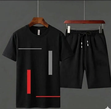 Men's Vertical Stripes Printed Round Neck Half Sleeves Casual Tracksuit Amazing And Trendy T Shirt And Shorts for men n boys Gym Part Shirt And Jogging Track Suit