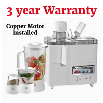 Premium Quality 4 in 1 Juicer Blender Grinder Chopper Machine ( Milkshake Jug + Grinder + Chopper ) - Standard Quality 750 Watts ( 7025 Copper Winding ) Motor Installed With 3 year Warranty