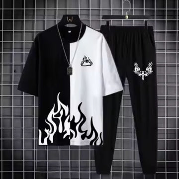 New trendy fired printed black & white premium quality tracksuit for men and boys
