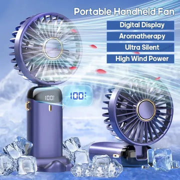 USB Handheld Mini Fan Foldable Portable Neck Hanging Fans 5 Speed Rechargeable Fan with Phone Stand and Display Screen Ratings 414