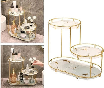 Makeup Storage Rack, Cosmetic Storage Shelf, Makeup Organizer, Dressing Table, Makeup and Perfume Organizer, 3 round Floors 1 round floor